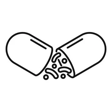 Probiotic capsule icon outline vector. Health microbe Illustrazione stock