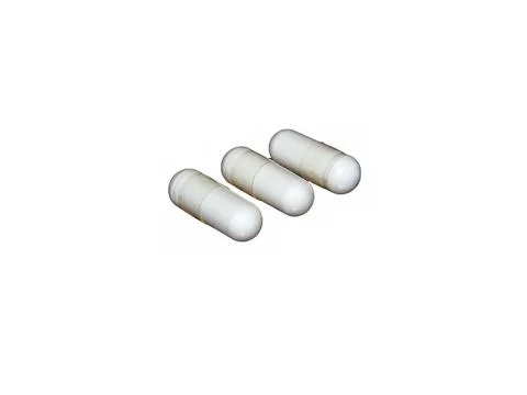 Probiotic capsules isolated on white background Foto stock