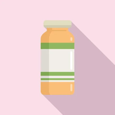 Probiotic jar icon flat vector. Lactobacillus bacteria 스톡 일러스트
