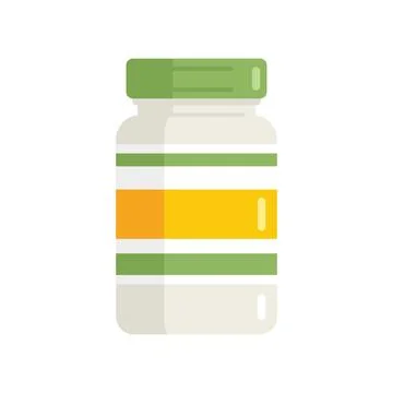 Probiotic pills icon flat vector. Lactobacillus bacteria Illustrazione stock