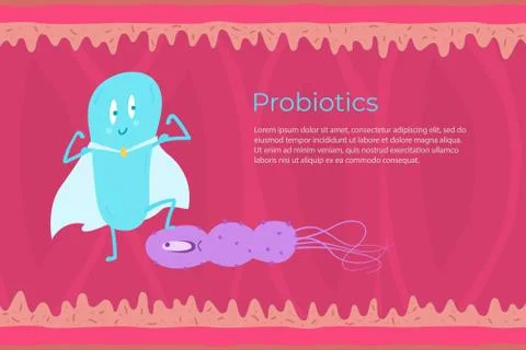 Probiotics and pathogenic bacteria. Stock Illustration