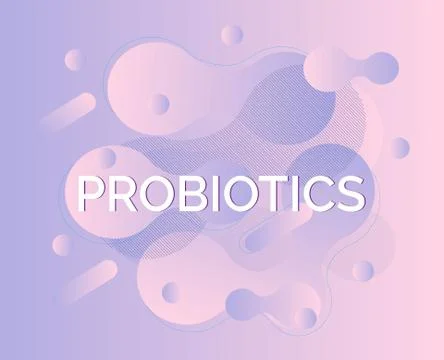 Probiotics bacteria fluid banner vector. Prebiotic, lactobacillus logo, icon, Ilustração Stock