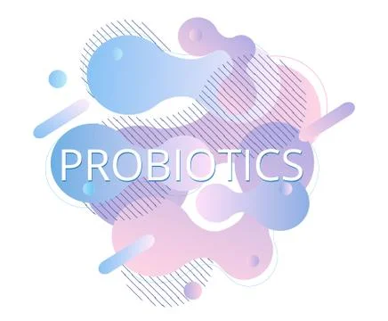 Probiotics bacteria fluid banner vector. Prebiotic, lactobacillus logo, icon, Stock Illustration