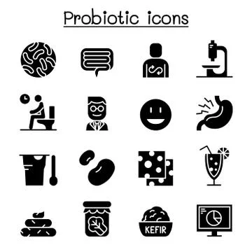 Probiotics bacteria icon set vector illustration graphic design Stock Illustration