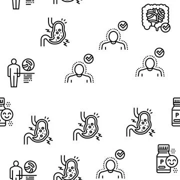 Probiotics Bacterium Vector Seamless Pattern 库存插图