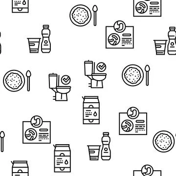 Probiotics Bacterium Vector Seamless Pattern 库存插图