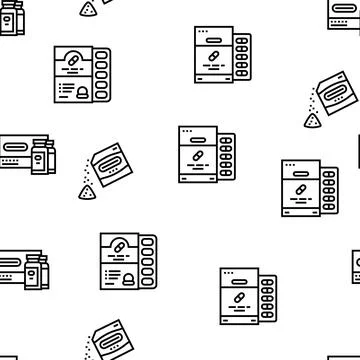 Probiotics Bacterium Vector Seamless Pattern 库存插图