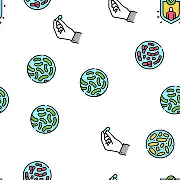 Probiotics Bacterium Vector Seamless Pattern 库存插图