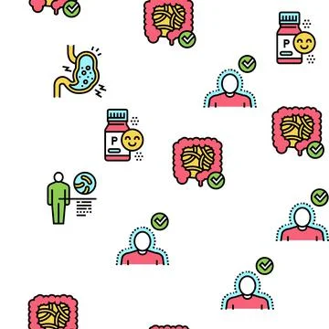 Probiotics Bacterium Vector Seamless Pattern 库存插图