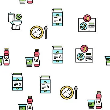 Probiotics Bacterium Vector Seamless Pattern 库存插图