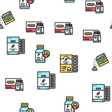 Probiotics Bacterium Vector Seamless Pattern 库存插图