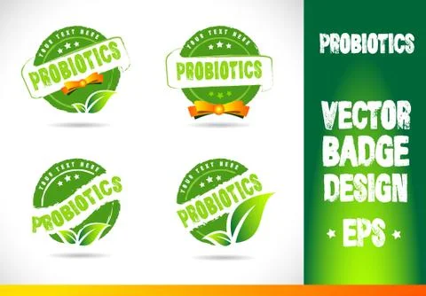 Probiotics Badge Logo Vector Stock Illustration
