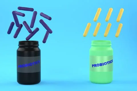 Probiotics concept. Different types of probiotics. Comparison. Black and gree Stock Illustration