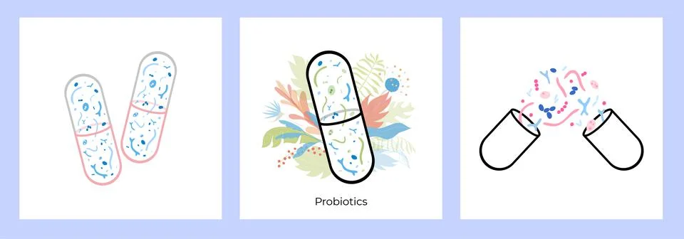 Probiotics set concept Stock Illustration