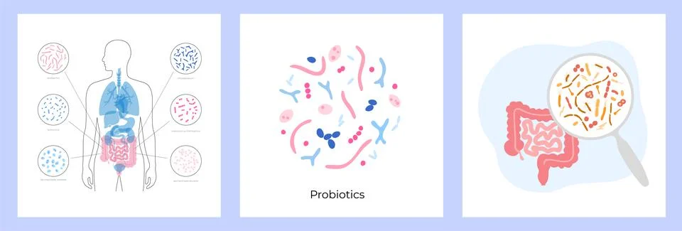 Probiotics set concept Stock Illustration