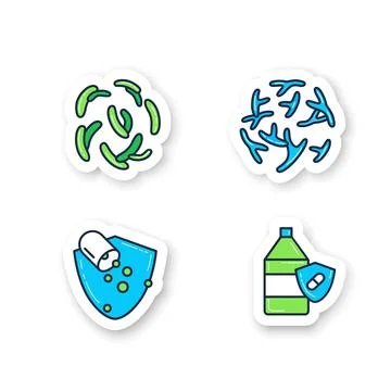 Probiotics stickers set Stock Illustration