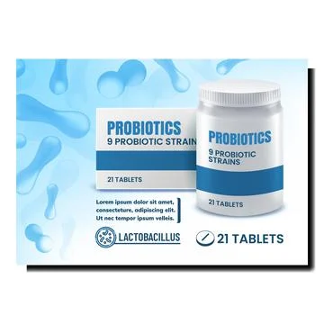 Probiotics Strains Creative Promo Poster Vector Stock Illustration