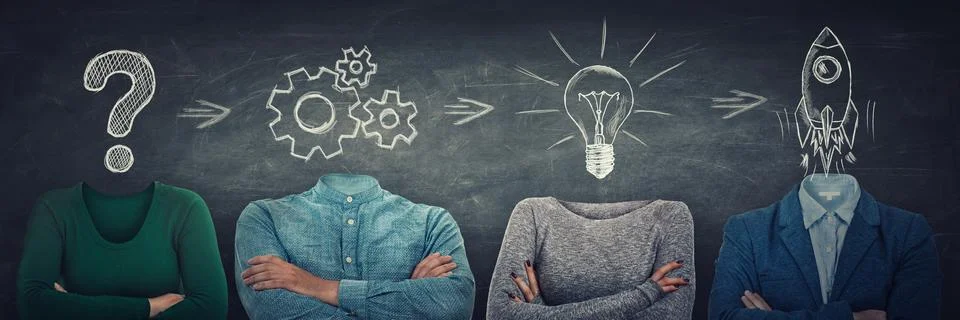 Problem analysis solution and project concept as surreal anonymous group of p 스톡 사진