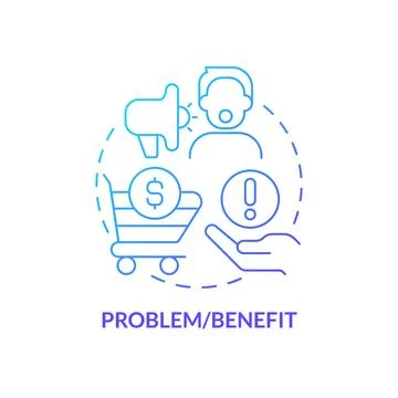 Problem and benefit blue gradient concept icon Stock Illustration