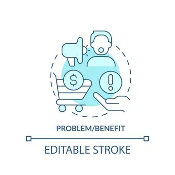 Problem and benefit turquoise concept icon Stock Illustration