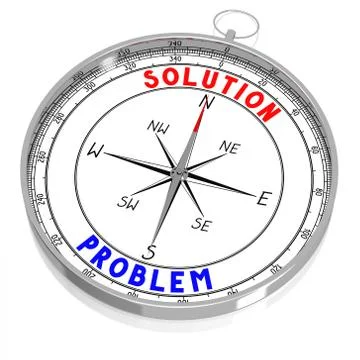 Problem and solution - 3D compass Illustrazione stock