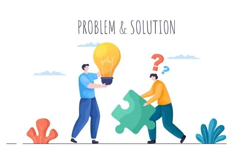 Problem and Solution in Business Solving to Look Ideas with the Concept of Te Stock Illustration