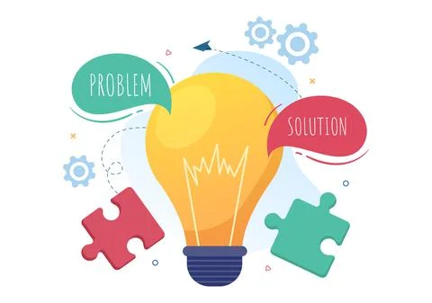 Problem and Solution in Business Solving to Look Ideas with the Concept of Te Stock Illustration