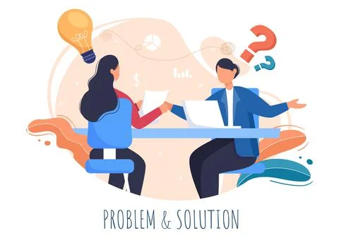 Problem and Solution in Business Solving to Look Ideas with the Concept of Te 스톡 일러스트
