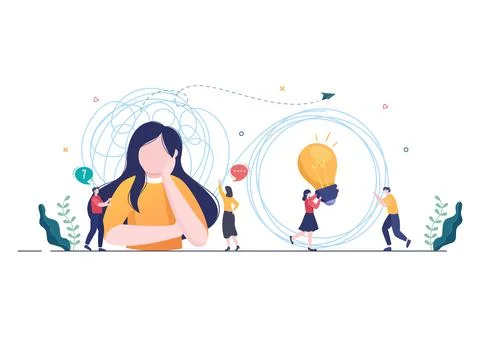 Problem and Solution in Business Solving to Look Ideas with the Concept of Te Stock Illustration