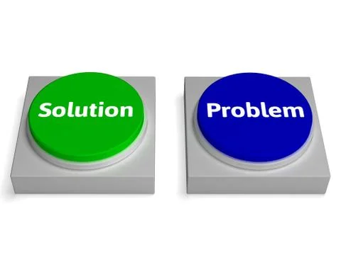 Problem and solution buttons shows problems or solving Stock Illustration