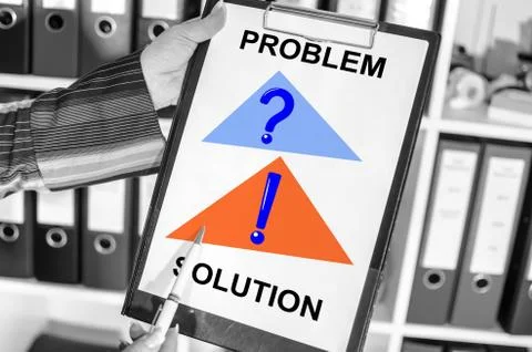 Problem and solution concept on a clipboard Stock Photos