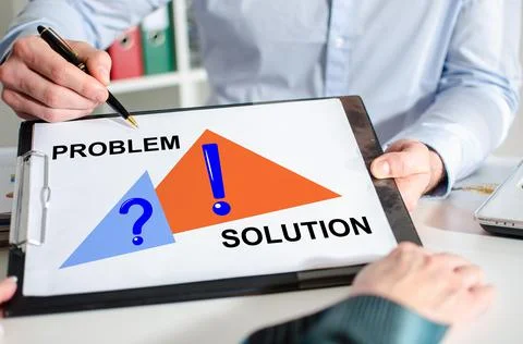 Problem and solution concept on a clipboard 스톡 사진