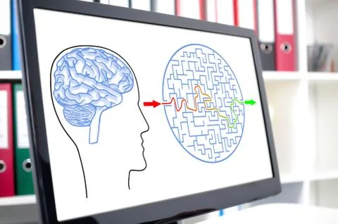 Problem and solution concept on a computer screen Foto stock