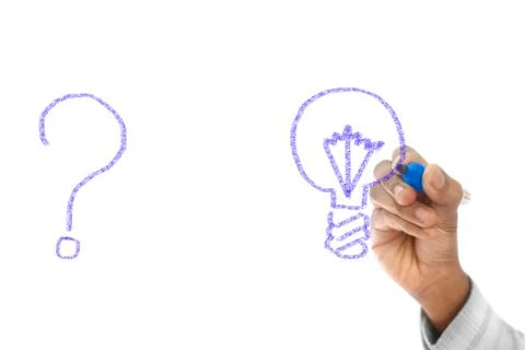 Problem and solution concept drawn on transparent wipe board イラスト素材