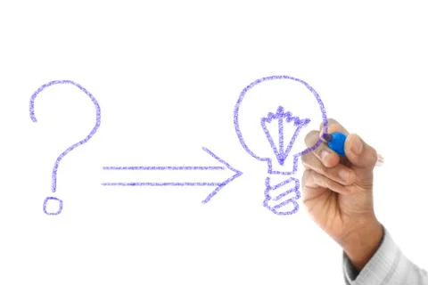 Problem and solution concept drawn on transparent wipe board イラスト素材