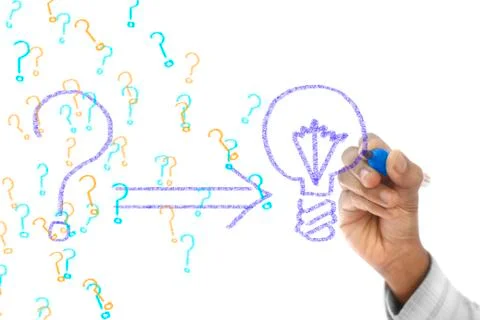 Problem and solution concept drawn on transparent wipe board Stock Illustration