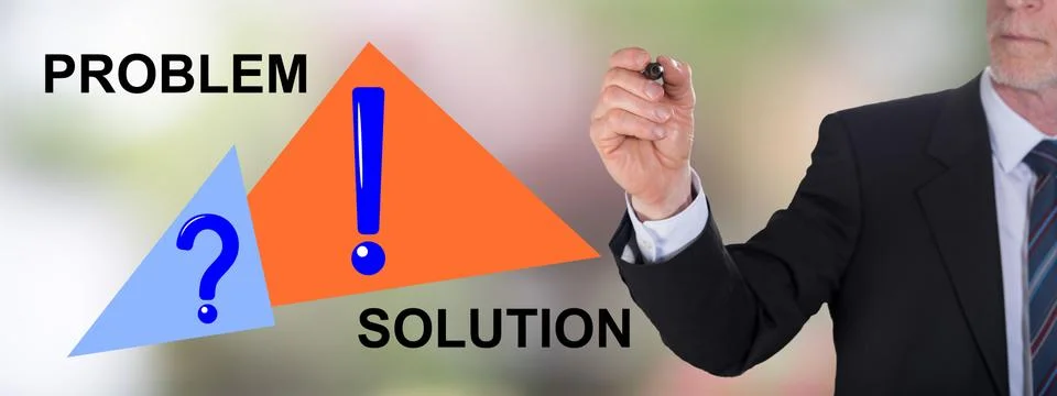 Problem and solution concept drawn by a businessman Foto stock