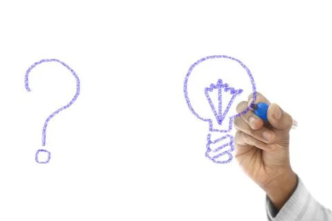 Problem and solution concept drawn on transparent wipe board problem and s... Foto stock