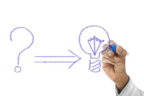 Problem and solution concept drawn on transparent wipe board problem and s... Foto stock