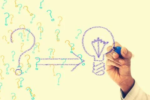 Problem and solution concept drawn on transparent wipe board problem and s... Stock Photos