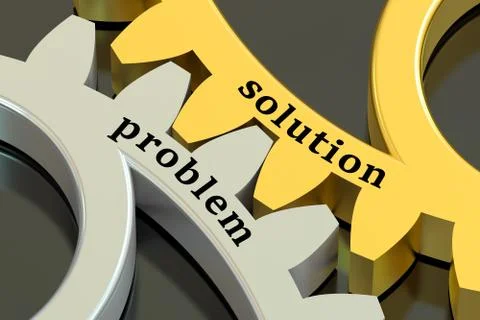 Problem and solution concept on the gearwheels Illustrazione stock