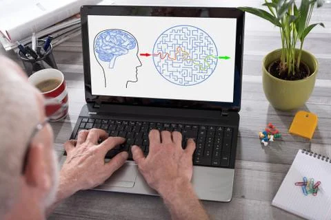 Problem and solution concept on a laptop screen Foto stock