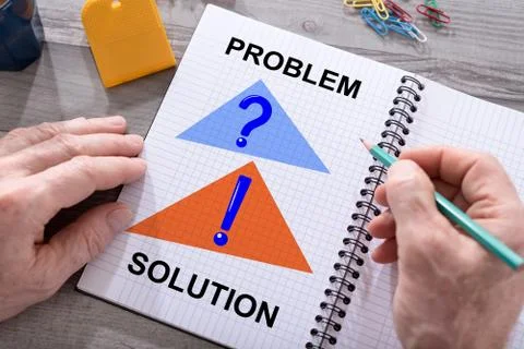 Problem and solution concept on a notepad 스톡 사진