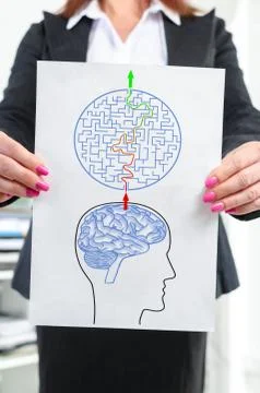 Problem and solution concept shown by a businesswoman 스톡 사진