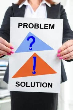 Problem and solution concept shown by a businesswoman Foto stock