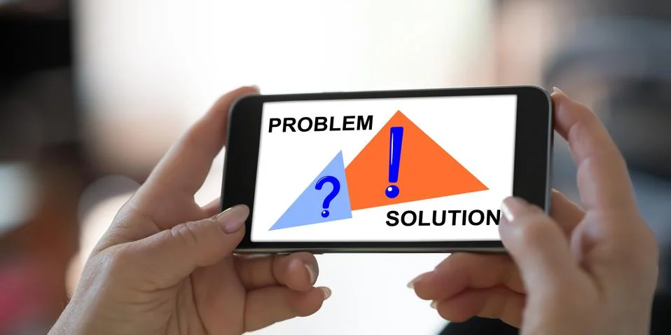 Problem and solution concept on a smartphone 写真素材