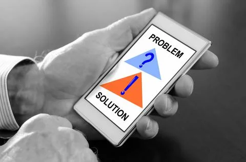 Problem and solution concept on a smartphone Foto stock