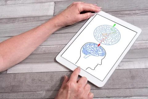 Problem and solution concept on a tablet 스톡 사진