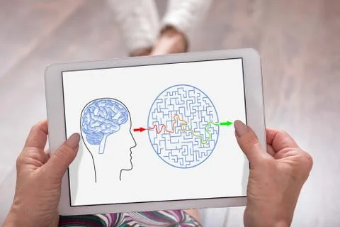 Problem and solution concept on a tablet Stock Photos