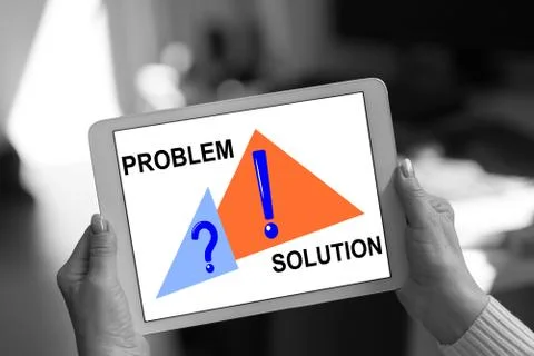 Problem and solution concept on a tablet 스톡 사진